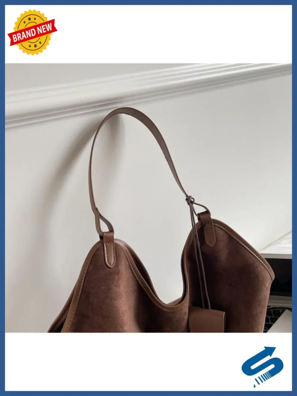 Slouchy Suede Hobo Tote Bag Large Capacity Shoulder Handbag Retro Satchel